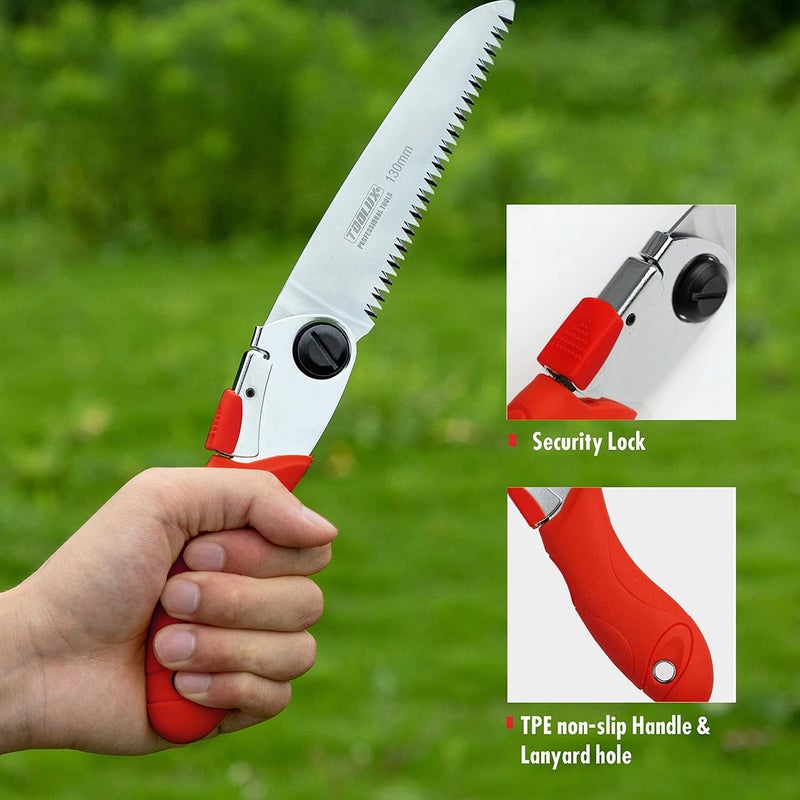Toolux Folding Saw, 5inch Small Pruning Saw for Tree, Wood Hand Saws With Hard Teeth, Quality SK-5 Steel Hunting Saw Foldable with Box for Deer, Tree, Wood and Limb Cutting - Image 3